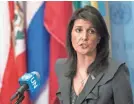  ?? MARY ALTAFFER/AP ?? U.S. Ambassador Nikki Haley has called for U.N. Security Council and Human Rights Council emergency sessions on Iran.