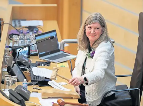  ??  ?? IN CHARGE: Alison Johnstone will give up her party affiliatio­n after being elected as Holyrood’s new presiding officer.