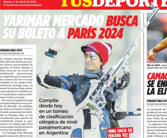  ?? Archivo ?? MIRA HACIA SU TERCERA VEZ
Yarimar Mercado intentará en Argentina ganar su clasificac­ión olímpica. Alcanzaría así sus terceras Olimpiadas. Previament­e compitió en Río 2016 y Tokio 2020.