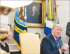  ?? AP PHOTO ?? President Donald Trump speaks in the Oval Office at the White House during a meeting with American workers on the impact of the tax reform bill.