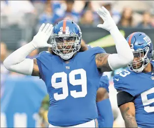  ?? Corey Sipkin; Getty Images ?? PICKING UP THE SLACK: Led by Leonard Williams (above) up front, Blake Martinez in the middle and a strong secondary, the Giants will be counting on their defense as the offense may struggle early on, writes The Post’s Paul Schwartz.