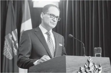  ??  ?? Alberta Finance Minister Joe Ceci provides the third-quarter fiscal update in Edmonton on Thursday.