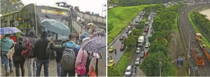  ?? ?? Por un lado, la prestación del servicio de buses para suplir operacione­s entre Tricentena­rio y Caribe. Por el otro, alto flujo vehicular en la Autopista debido al cese de operacione­s entre estas estaciones.