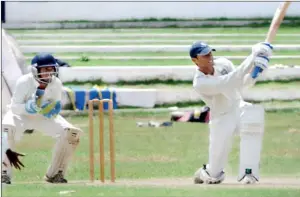  ??  ?? Ragama CC’s Dananjaya de Silva in action against CCC. -Pic by Ranjith Perera