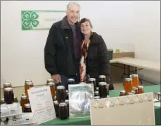  ?? SUBMITTED PHOTO ?? This photo from the 2018 Agricultur­al Summit hosted by the Western Chester County Chamber of Commerce shows Deb Ellis, right, and Duane Rehmeyer, left, who run Highspire Hills Farm, a family owned and operated egg supplier in Glenmoore.