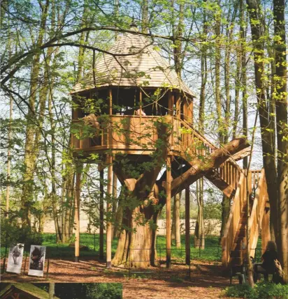  ??  ?? Above: the reconstruc­ted treehouse by Harold Peto at Easton Lodge. Left: Blue Forest’s treehouses include a ‘separation space’