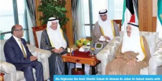  ??  ?? His Highness the Amir Sheikh Sabah Al-Ahmad Al-Jaber Al-Sabah meets with Indian Ambassador to Kuwait Sunil Jain.