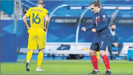  ?? FOTO: GETTY ?? Antoine Griezmann sigue de dulce y marcó con su selección en el empate de los ‘bleus’ ante Ucrania en el Stade de France