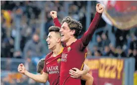  ?? Photo / AP ?? Roma’s Nicolo Zaniolo (right) celebrates a goal against Porto FC.