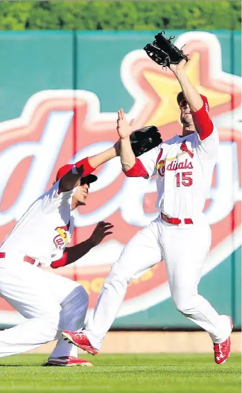  ?? JAMIE SQUIRE/GETTY IMAGES ?? The Blue Jays have acquired 26-year-old outfielder Randal Grichuk, right, from the St. Louis Cardinals, giving up reliever Dominic Leone and pitching prospect Conner Greene to get him.