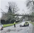  ?? ?? Storm damage in Bepton Road, Midhurst. Picture by Sussex Police