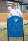  ??  ?? Carnoustie Golf Club captain Bill Thompson prepares to welcome an influx of players and spectators to the golf links.