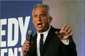  ?? (AP/Richard Vogel) ?? Independen­t presidenti­al candidate Robert F. Kennedy Jr. speaks to supporters during a campaign event on March 30 in Los Angeles.