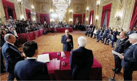  ?? LaPresse ?? Ciak, si giura
Il ministro dei Beni Culturali e turismo Alberto Bonisoli davanti al presidente Mattarella