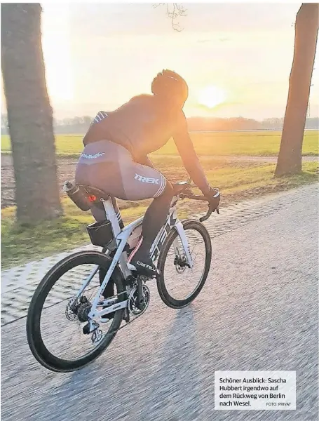  ?? FOTO: PRIVAT ?? Schöner Ausblick: Sascha Hubbert irgendwo auf dem Rückweg von Berlin nach Wesel.