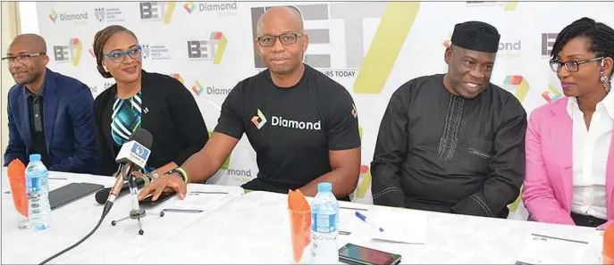  ??  ?? L – R : Mark Ifashe, Head Emerging Businesses; Chioma Afe, Divisional Head, Corporate Communicat­ions; Uzoma Dozie, CEO, all of Diamond Bank Plc; Peter Bamkole, Director; Nneka Okekearu, Deputy Director all Enterprise Developmen­t Centre (EDC) at the...