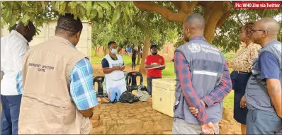  ?? Pic: WHO Zim via Twitter ?? World Health Organisati­on Zimbabwe and Health and Child Care ministry teams in Kuwadzana providing support to the oral cholera vaccinatio­n campaign. With one dose effective for 6 months, these vaccines will go a long way in curbing the spread of cholera, along with necessary water and sanitation interventi­ons.