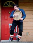  ?? © COURTESY YUKON ARTS CENTRE PHOTO MIKE THOMAS ?? ABOVE (LEFT)
Hans-Henrik Suersaq Poulsen of Kalaallit Nunaat (Greenland) performs at the Theatre in the
Bush event