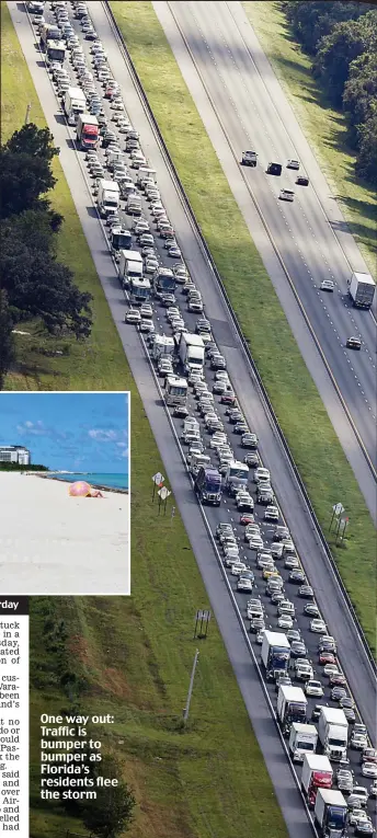  ??  ?? One way out: Traffic is bumper to bumper as Florida’s residents flee the storm