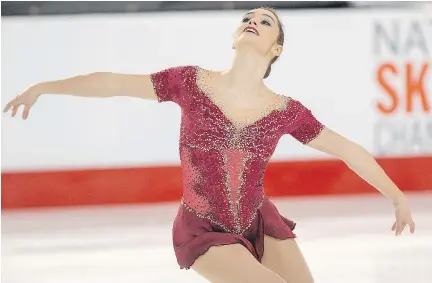  ?? WAYNE CUDDINGTON ?? Kaetlyn Osmond, seen performing her women’s free program at the national championsh­ips in Ottawa on Saturday, says it felt “incredible” to reclaim the national title. Osmond and 15 other athletes have been named to the World Figure Skating...