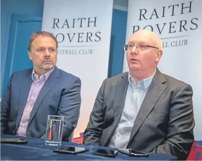  ?? Picture: SNS. ?? Raith Rovers’ new manager John McGlynn, right, speaks to the press alongside assistant Paul Smith.