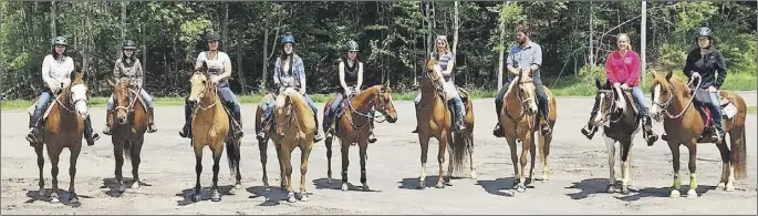  ?? EARL LATTIE/SPECIAL TO THE TRURO DAILY NEWS ?? A group of riders prepares to explore the trails of Victoria Park on horseback. Guided rides are being offered through Forever Memories Equestrian Centre.