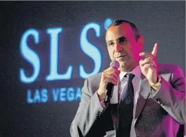  ?? David Becker
Getty Images ?? SAM NAZARIAN, shown at the opening of SLS Las Vegas in August 2014, had dreamed of running a thriving Las Vegas casino like his business idol, Steve Wynn.