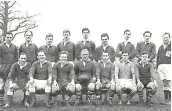  ??  ?? Masters XV v St Brendan’s: Peter Colston, back far left, ‘Spike’ Sheehan, back far right. Front row: Elwyn Price second left, John Blake, third left