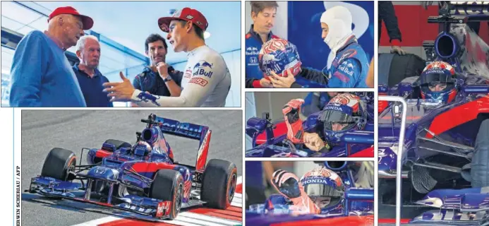  ??  ?? ESTRENO. Márquez disfrutó al máximo de su primera experienci­a al volante de un monoplaza de Fórmula 1, el Red Bull RB8, y contó con los consejos de Lauda, Marko y Webber.