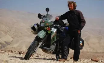  ?? ROCKY MOUNTAIN BOOKS ?? Jeremy Kroeker wrote about riding his Kawasaki KLR650 through Syria and Iran, on a search for spiritual meaning.