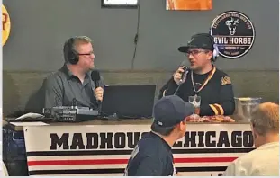  ?? PROVIDED PHOTOS ?? Jay Zawaski (left) and James Neveau have co-hosted the “Madhouse Chicago Hockey Podcast” since 2015. The show has surpassed 50,000 downloads this month alone.