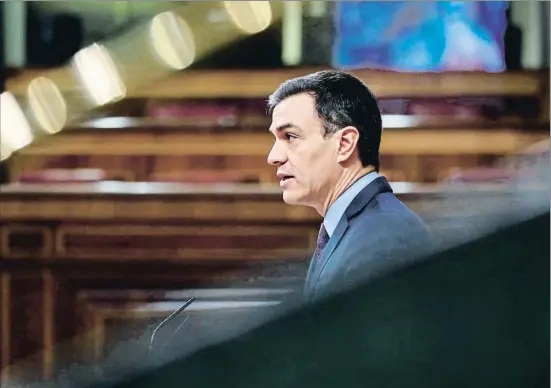  ?? REUTERS ?? El presidente del Gobierno, Pedro Sánchez, en su intervenci­ón de ayer en el Congreso para informar sobre el estado de alarma