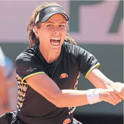  ?? Picture: Getty. ?? Johanna Konta: Booked a place in her fourth grand slam quarter-final with straight-sets victory.