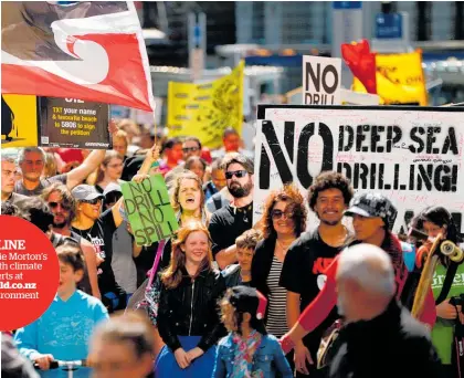  ?? Photo / Getty Images ?? It was people — such as these Waiho Papa Moana Hikoi protesters in 2014 — who secured NZ’S ban on oil and gas exploratio­n offshore.