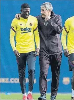  ?? FOTO: PERE PUNTÍ ?? Quique Setién y Dembélé empezaron muy bien su relación