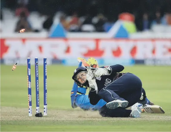  ??  ?? England’s Sarah Taylor stumps India’s Shikha Pandey during the Women’s World Cup Final at Lord’s yesterday.