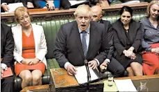  ?? JESSICA TAYLOR/HOUSE OF COMMONS ?? Prime Minister Boris Johnson brushed off cries of “Resign!” at Parliament on Wednesday.