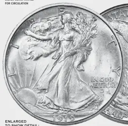  ??  ?? SILVER: one of the last silver coins minted for circulatio­n year varies 1916-1947 ENLARGED TO SHOW DETAIL: