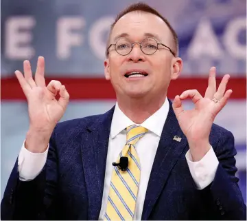  ?? (Joshua Roberts/Reuters) ?? DIRECTOR OF THE Office of Management and Budget Mick Mulvaney speaks at the Conservati­ve Political Action Conference (CPAC) in Maryland in February.