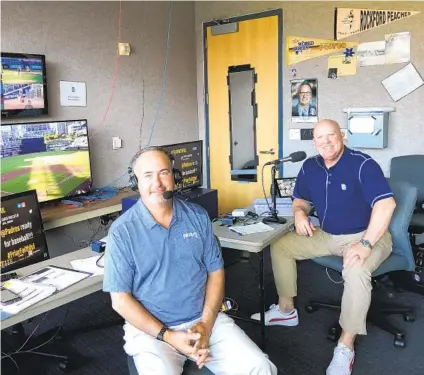  ?? KEVIN ACEE U-T ?? Don Orsillo (left) and Mark Grant will call all Padres telecasts this season, home and away, from their booth at Petco Park.