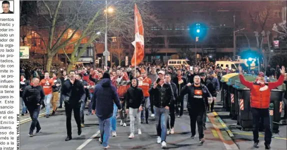  ??  ?? EN EL PUNTO DE MIRA. La UEFA puede impedir que los hinchas del Spartak viajen a próximos compromiso­s continenta­les.