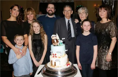  ??  ?? Peter ‘Pax’ Shortall, from Castlebrid­ge, celebrated his 80th birthday with a party with family and friends in the Riverbank House Hotel (from left): Trudy Parker, Eoghan Parker, Paula Williams, Ella Parker, Joe Shortall, Pax Shortall, Margaret Shortall, Aoibhe Leahy and Shena Shortall.