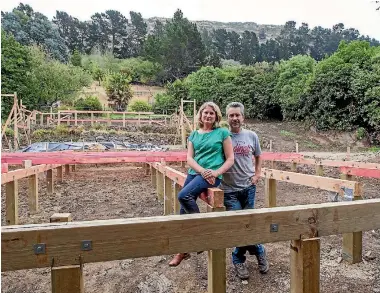  ?? PHOTO: STACY SQUIRES/FAIRFAX NZ ?? Tony Ging and Janna Fitzsimmon­s are rebuilding in Avoca Valley. ‘‘It’s a fantastic place for the kids to grow up.’’