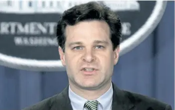  ?? THE ASSOCIATED PRESS FILES ?? In this Jan. 12, 2005 file photo, Assistant Attorney General, Christophe­r Wray speaks at a press conference at the Justice Dept. in Washington. U.S. President Donald Trump has picked the longtime lawyer and former Justice Department official to be the...