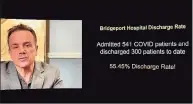  ?? Facebook screenshot ?? Bridgeport Mayor Joe Ganim on a Facebook Live broadcast on COVID- 19 and a discharge rate at Bridgeport Hospital.