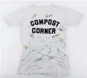  ?? ?? Chris Tarrant’s Compost Corner signed T-shirt, as worn during filming of the original series. The estimate at Ewbank’s is £10-100