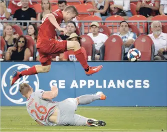 ?? NATHAN DENETTE THE CANADIAN PRESS ?? Toronto FC’s Jacob Shaffelbur­g has made a giant leap to the club’s first team. “I love to run,” he says.