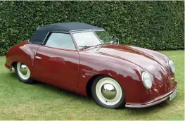  ??  ?? Below left: The six cabriolets built by the Beutler brothers on Gmünd-made chassis in 1947–48 were exceptiona­lly pretty. But that was their only Porsche-based work for the time being