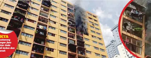  ??  ?? RUMAH di tingkat 11 dan 12 perumahan Flat Sri Selangor di Jalan San Peng musnah terbakar, semalam..