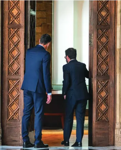  ?? SHOOTING ?? Pedro Sánchez y Pere Aragonès, durante una de sus reuniones